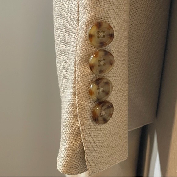 100% Silk Oscar de la Renta Sand/Cream Sport coat 41R - Picture 3 of 5